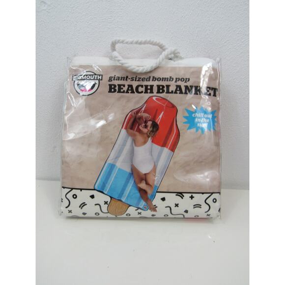 BigMouth Inc Giant Beach Blanket Bomb Pop Beach Blanket Red White Blue - Picture 3 of 4